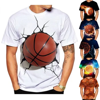 Yeni Yaz Moda Basketbol 3d Baskılı kısa kollu tişört Erkekler Komik Rahat Spor T Shirt