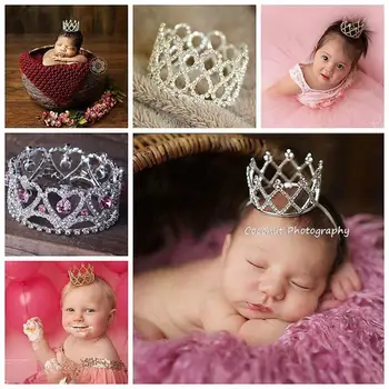 Yenidoğan Fotoğraf Sahne Stüdyo Bebek Fotoğraf Çekimi İçin Flokati Kızlar Parti Tiara Prenses Yapay Elmas taç Aksesuarları