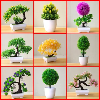 YENİ Yapay Bitkiler Bonsai Küçük Ağaç Saksı Bitkileri Sahte Çiçekler Saksı Süsler Ev Dekorasyon Otel Bahçe Dekor
