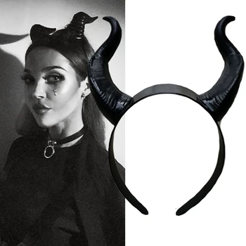 Yetişkin Sığır Boynuzları kafa bandı öküz boynuz Headdress Cadılar Bayramı Şeytan şapkalar Cosplay Şeytan Boğa Kostüm