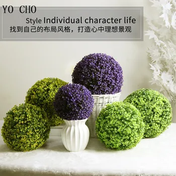 YO CHO Plante Artificielle 18/25/30CM Büyük Yeşil Yapay Plastik Çim Topu dekoratif çiçekler Düğün Ev Dekor Sahte Bitki