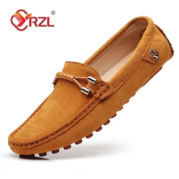 YRZL Loafer'lar Erkekler Rahat Moda Süet erkek ayakkabısı Hafif Yumuşak Hakiki Deri Moccasins üzerinde Kayma sürüş ayakkabısı Erkekler için Boyutu 48