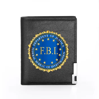 Yüksek Kalite ABD FBI Adalet Bakanlığı Erkek Kadın Deri Cüzdan Billfold Ince Kredi Kartı / KIMLIK Tutucular Ekler Kısa Çantalar