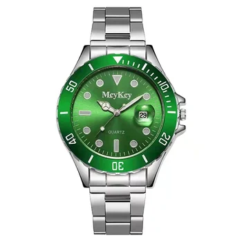 Yüksek kalite moda casual erkek quartz saat çelik bant Takvim İzle Yeşil su wok Hayalet erkek Spor iş quartz saat