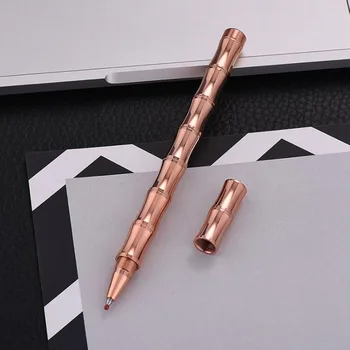 Yüksek Kaliteli Pirinç Bambu tükenmez kalem Spin Gül Altın Kırtasiye Ofis Okul Malzemeleri Yazma Mürekkep Kalemler