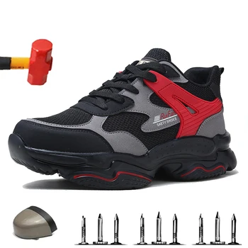 Yıkılmaz Ayakkabı Koruyucu iş çizmeleri Güvenlik Çelik Burunlu Ayakkabı Erkekler Güvenlik Botları Anti-piercing Ücretsiz Kargo