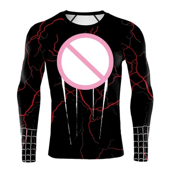 Zawaland erkek Sıkıştırma T-Shirt Cosplay İnce Sıkı Uzun Kollu 3D Baskılı Hızlı Kuru Vücut Geliştirme Fitness Giyim Tees Tops