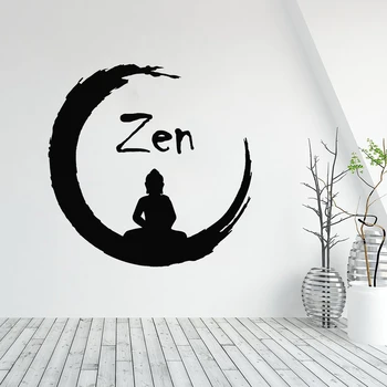 Zen Daire duvar çıkartmaları Spor Salonu İçin Budizm Meditasyon Buda Yoga Vinil Duvar Çıkartması Dekor Yatak Odası İskandinav Ev İç Tasarım