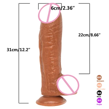 Çapı 6cm Büyük Yapay Penis Erkek Yapay Penis Gerçekçi Dildos Vantuz İle Kadın Masturbators Erotik Yetişkin Seks Oyuncakları(31cm)