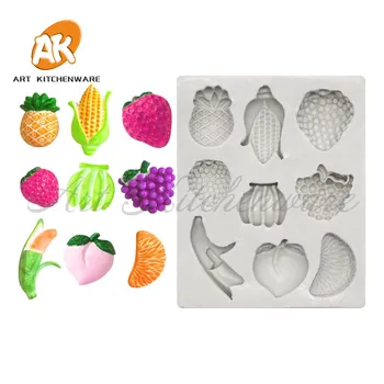 Çeşitli Meyve Üzüm, Çilek ve Sebze Havuç Silikon Kek Kalıbı El Yapımı Kalıp Kek Dekorasyon Mutfak Bakeware