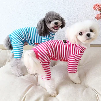 Çizgili Kazak Pet Köpek Giysileri Yumuşak Köpek Bornoz Tulumlar Tulum Kedi Pijama Hoodies Giyim Köpekler İçin Kedi Yavrusu Oyuncak
