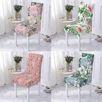Çiçekler Streç sandalye kılıfı s Yemek Odası Anti-Kirli Mutfak klozet kapağı 1 Adet Yüksek Oturma Spandex Sandalye Slipcover Sandalyeler Mutfak