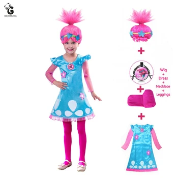Çocuk Kostümleri Kız Elbise Trolls Haşhaş kostüm Kızlar İçin Cadılar Bayramı Kostümleri Çocuklar için Karnaval Kostüm süslü elbise