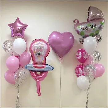 Çocuklar Doğum Günü Partisi Balonlar Bebek Arabası Erkek Kız Folyo Balon Bebek Duş Cinsiyet Reveal İlk 1st Doğum Günü Partisi Süslemeleri