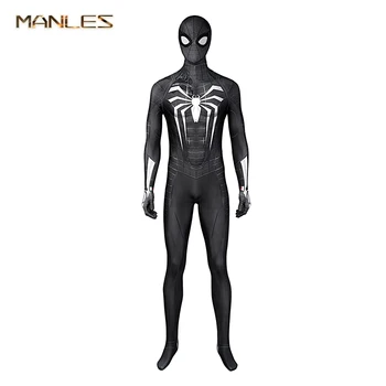 Örümcek Adam Kostüm Symbiote Siyah Takım Elbise Marvel Örümcek Adam Miles Morales PS5 Kostüm Cosplay Süper Kahraman Çünkü Erkekler