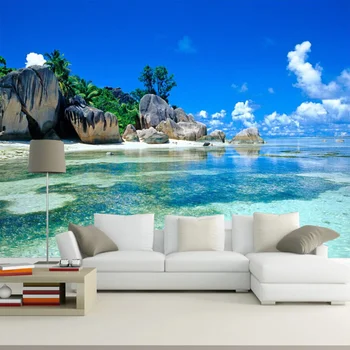Özel Duvar Kağıdı 3D Okyanus Deniz Plaj Fotoğraf Arka Plan dokunmamış Duvar Kağıdı Yatak Odası Oturma Odası İçin duvar tablosu Ev Dekor