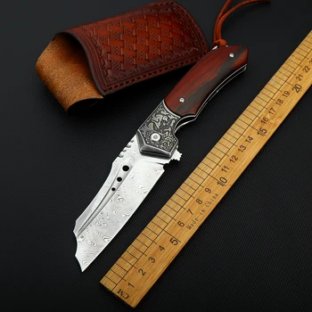 Şam Desen Çelik Katlanır Bıçak Koleksiyonu Hediye Bıçak Keskin Katlanır Bıçak Totem Ruhu Kuş Alaşımlı Çelik Oyma Parçacık Dal