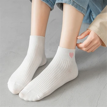 Şeker Macaron Renk Nakış Kalp Harajuku Yaratıcı Çizgili Çorap Komik Kawaii Kore Pamuk Ekip Kadın Çorap Dropship