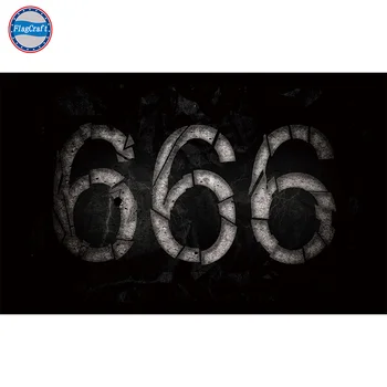 Şeytan 666 Evil Bayrak 4 Grommets 100D Polyester Tek katmanlı çift taraflı arka arkaya baskı