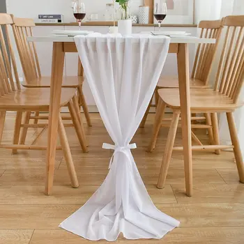 Şifon Masa Koşucu Düğün Kemer Sandalye Dekorasyon Düz Renk Gazlı Bez Avrupa-Amerikan Tarzı Ziyafet Parti Mariage Yemek