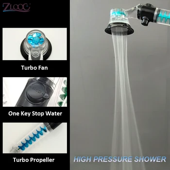 Zloog Yağış Turbo Fan Duş Başlığı Yüksek Basınçlı Su Tasarrufu El Duş Turbo Püskürtme Memesi Banyo Aksesuarı